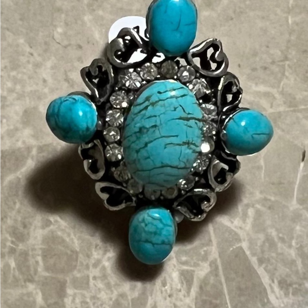 Turquoise and Silver Women's Statement Ring